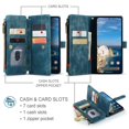 thumbnail image 2 of CaseMe Case for Google Pixel 11 Pro XL Wallet Case for Women Men, Fashion Durable PU Leather Magnetic Flip Lanyard Strap Wristlet 10-Card Holder Zipper Wallet Phone Case,Blue, 2 of 8