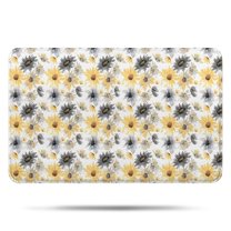 White Yellow Gray Flower Sunflower Pattern Bathroom Rugs Mat,Non Slip Microfiber Bathroom Rug,Rubber Backing,Soft Bathroom Mats for Bathroom Floor,Tub and Shower,17x27in(43x68cm)