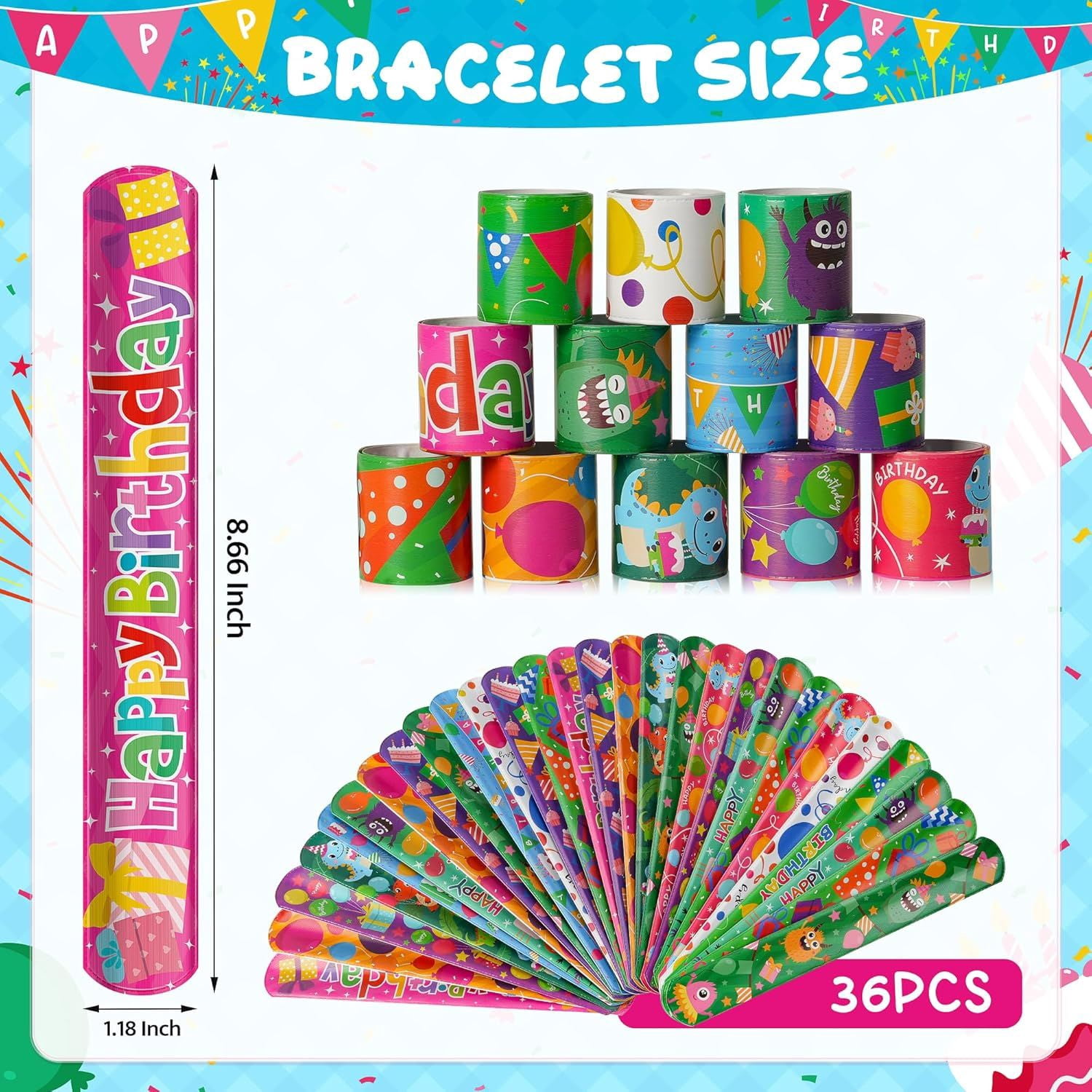 36Pcs Easter Slap Bracelet,Easter Decorations Bracelet Decorations Gifts,Bunny Bracelets Present for Holiday Goodie Bag Stuffers,Bracelets Bulk for Birthday School Classroom Prizes Outdoor