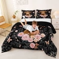 thumbnail image 4 of jejeloiu Highland Cow Floral Butterfly Pattern Queen Comforter Set Kids,Farmhouse Floral Print Bedding Comforter Set For Boy,Reversible,3pcs, 4 of 8