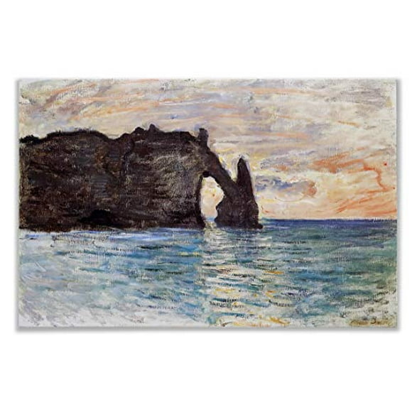 Monet Wall Art Collection The The Manneport, Cliff at Etretat, 1883 Canvas Prints Wrapped Gallery Wall Art | Stretched and Framed Ready to Hang 8X12,