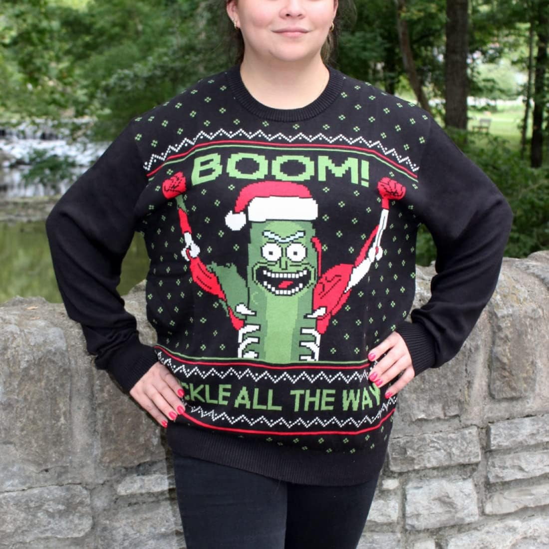 Rick and Morty Boom Pickle Rick Adult Sweater XL Black Walmart