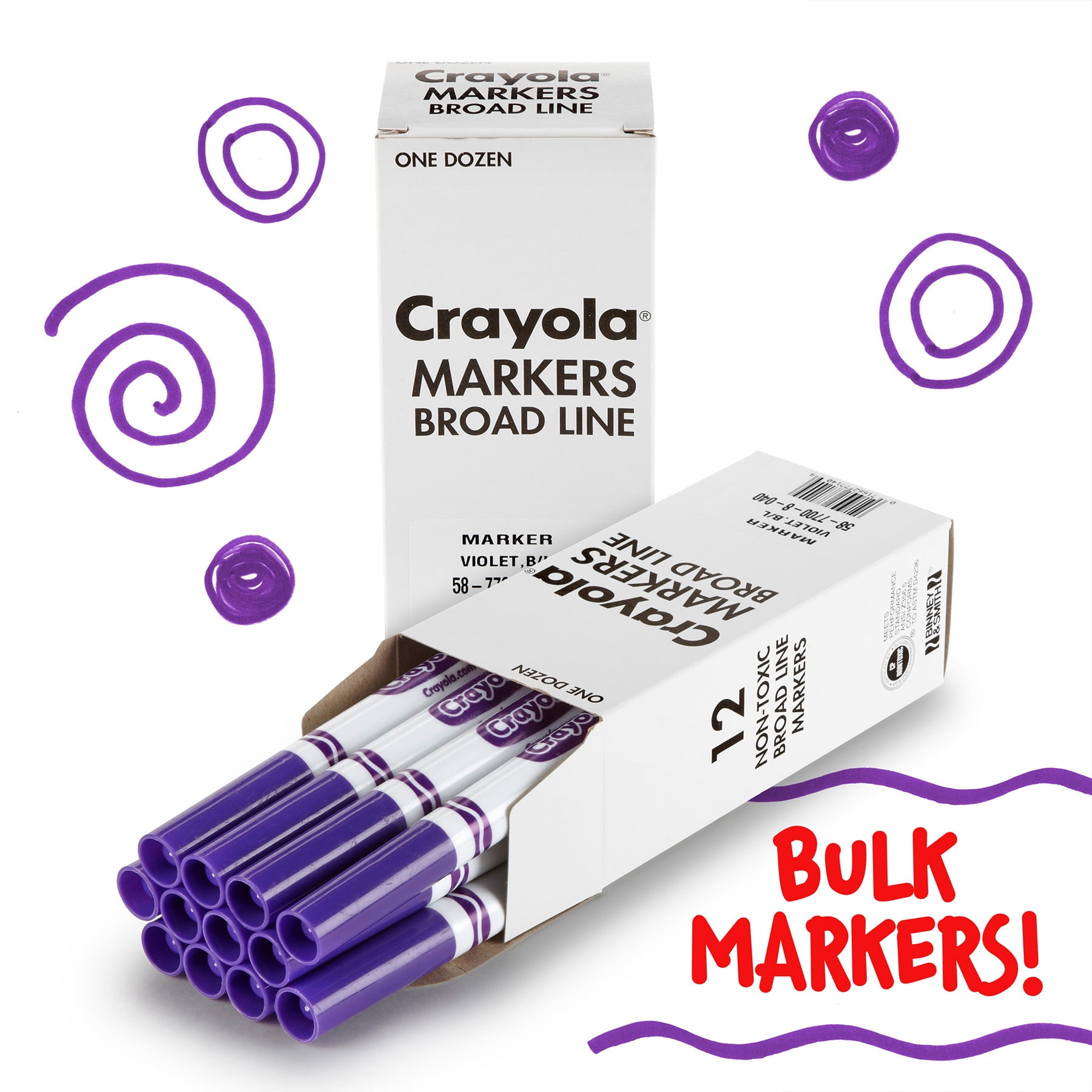 Crayola Bulk Markers, Conical Tip, Violet (Purple), 12 Per Pack, 3 Packs