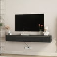 thumbnail image 5 of Aukfa Floating TV Stand for TVs up to 75",Wall Mounted TV Shelf High Gloss TV Cabinet with Led Lights & Power Outlet,Black, 5 of 7