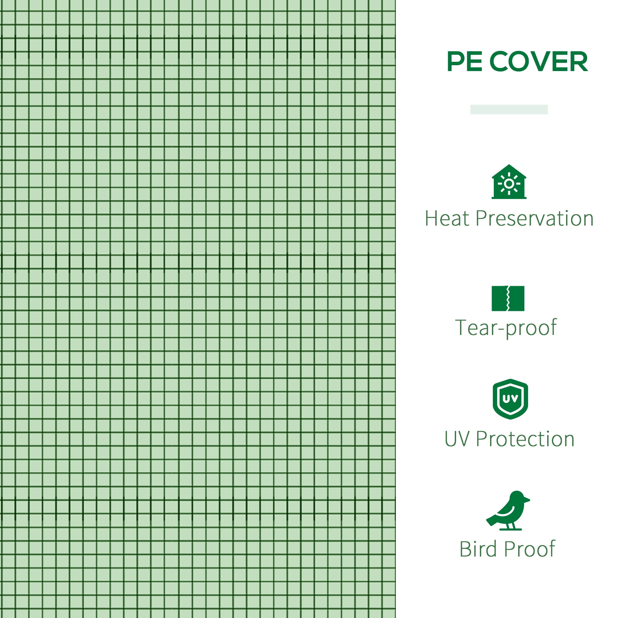 Outsunny Portable Tunneled Greenhouse with 3 Zippered Doors, PE Cover