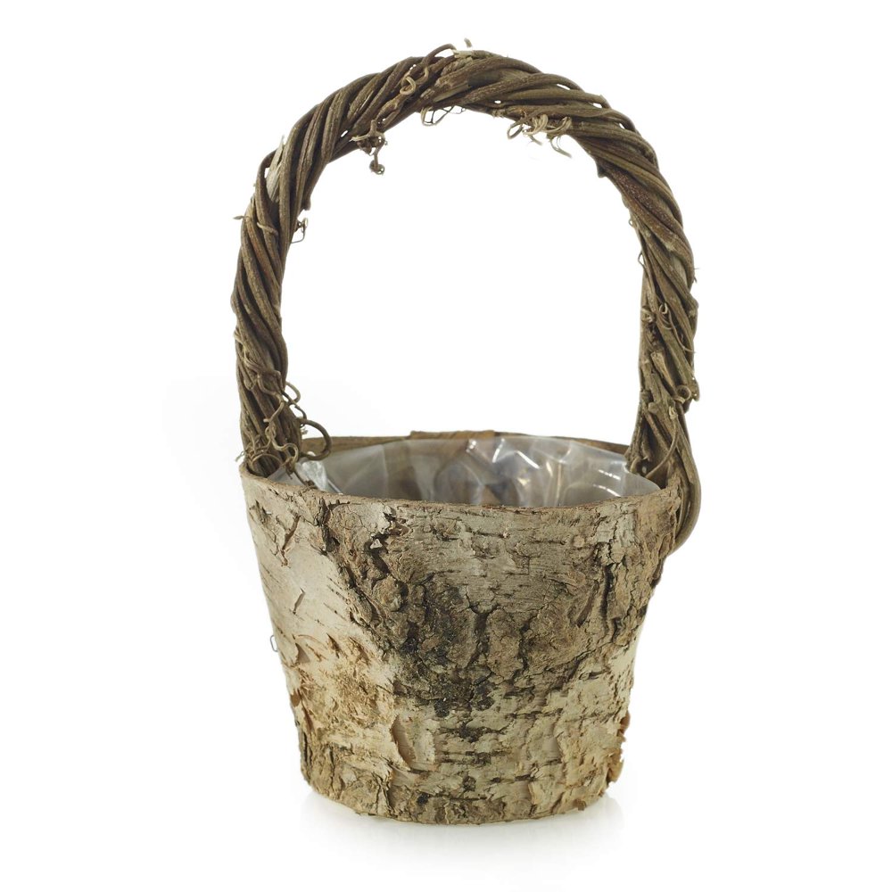 Accent Decor (ACD) Natural Birch Flower Basket with Plastic Liner 10