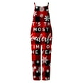 thumbnail image 5 of Combinaison de Noël pour Femmes Imprimé Bonhomme de Neige Bretelles Réglables Jambes Larges Combinaison Ample, 5 of 5