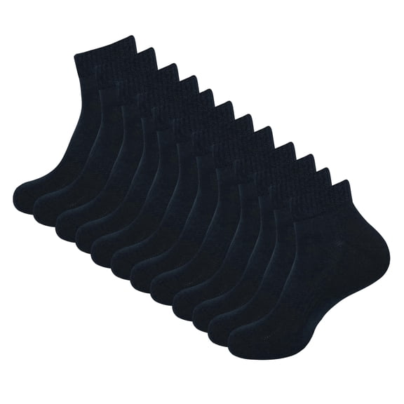 MANARC Men Women Cotton Ankle Socks Soft Comfortable Durable Breathable Reinforced Double Layer Cushioned Anti Slip Off with Ribbed Instep for A Firm Grip 6 Pack Black.