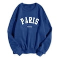 thumbnail image 3 of SMihono Paris Letter Print Sweatshirt for Women Oversized Trendy Comfy Crewneck Sweatshirts Casual Graphic Pullover Tops Unisex Blue 4, 3 of 4