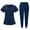 Navy, variant on Clearance Women Scrubs Set with Pocket Medical Scrubs Set V-Neck Top and Jogger Pants, Comfortable and Durable, Perfect for Healthcare Professionals