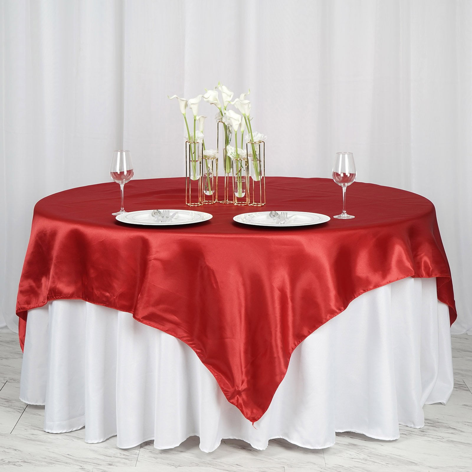 Efavormart 72" SATIN Square Table Overlay Table Toppers For Birthday