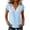 Light Blue, variant on LckLvx Women's Cotton Linen Shirts Lace Trim V Neck Short Sleeve Trendy Summer Going Out Tops