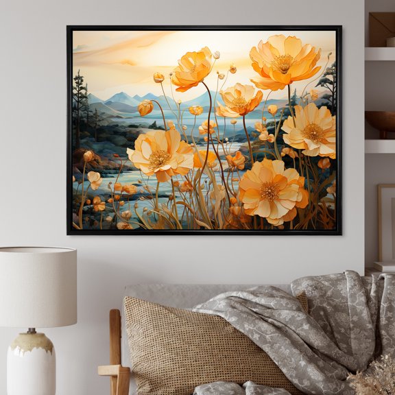 Designart "Field Of Perfect Passion I" Flower Floater Framed Canvas Prints