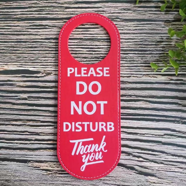 Bgsha Door Hanger Tags PU Leather Cleaning Label Do Not Disturb Signs Double-sided
