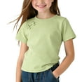 thumbnail image 2 of HAOTAGS Girls Casual Round-Neck Tee（1-10Y）, Soft Cotton Short Sleeve Summer Top Green 4-5Years, 2 of 7