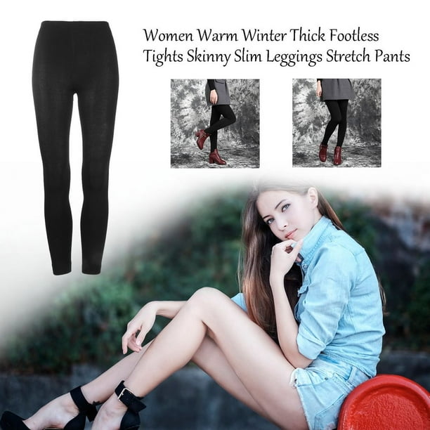 Women Warm Winter Thick Footless Tights Skinny Slim Leggings Stretch Pants