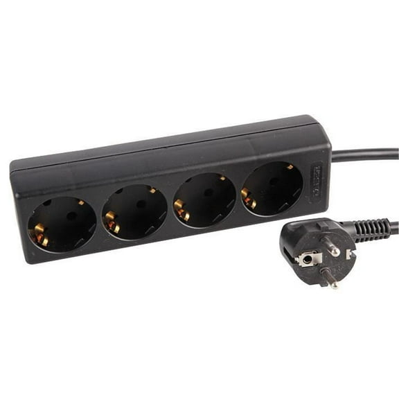 PRO ELEC - 4 Gang Schuko Euro Extension Lead, Black, 3m Lead