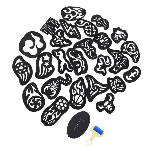 25PCS Hair Tattoo Template Hair Trimmer Carved Coloring Cool Hairstyling Tool