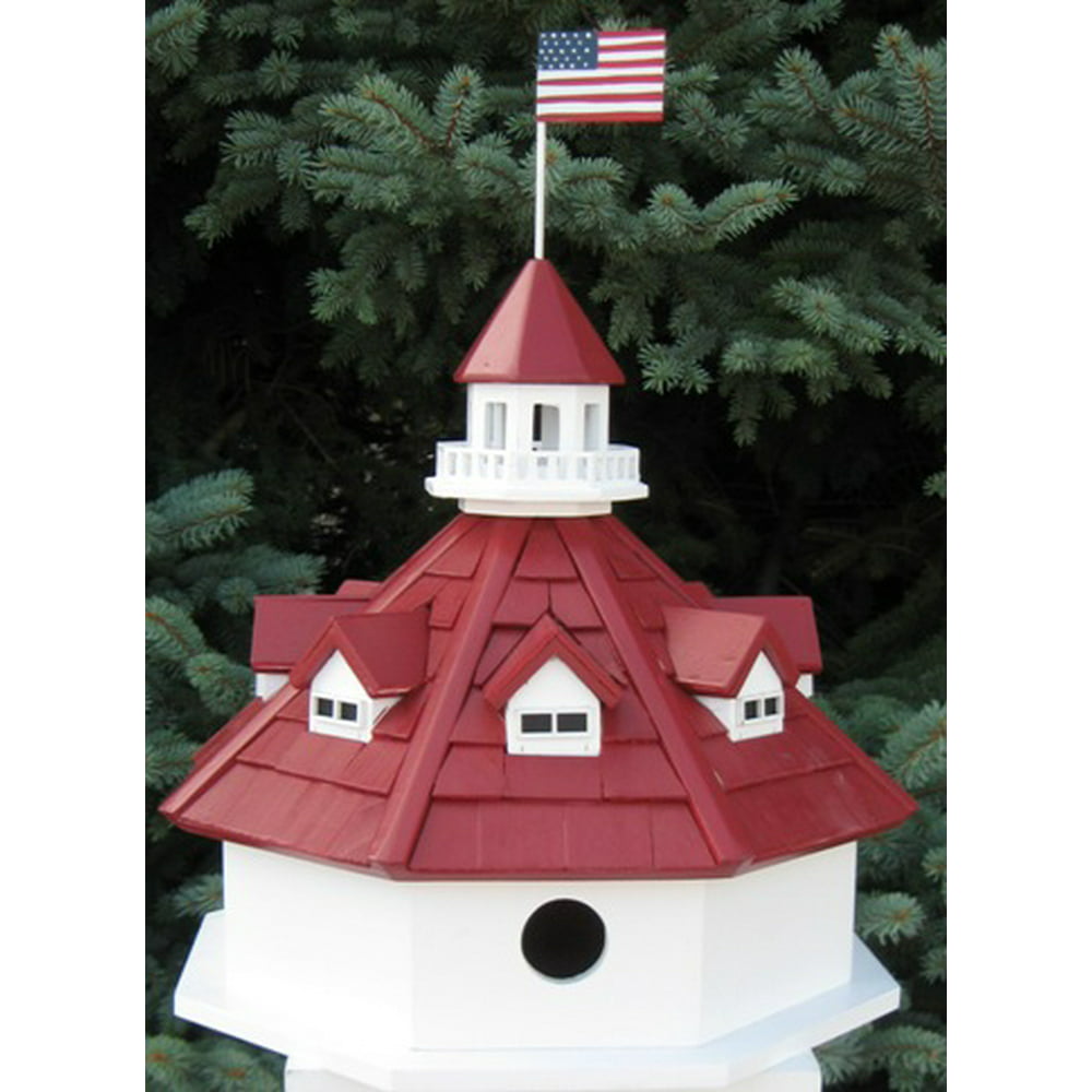 12" Red and White Annapolis Lighthouse Post-Mount Wild Birdhouse ...
