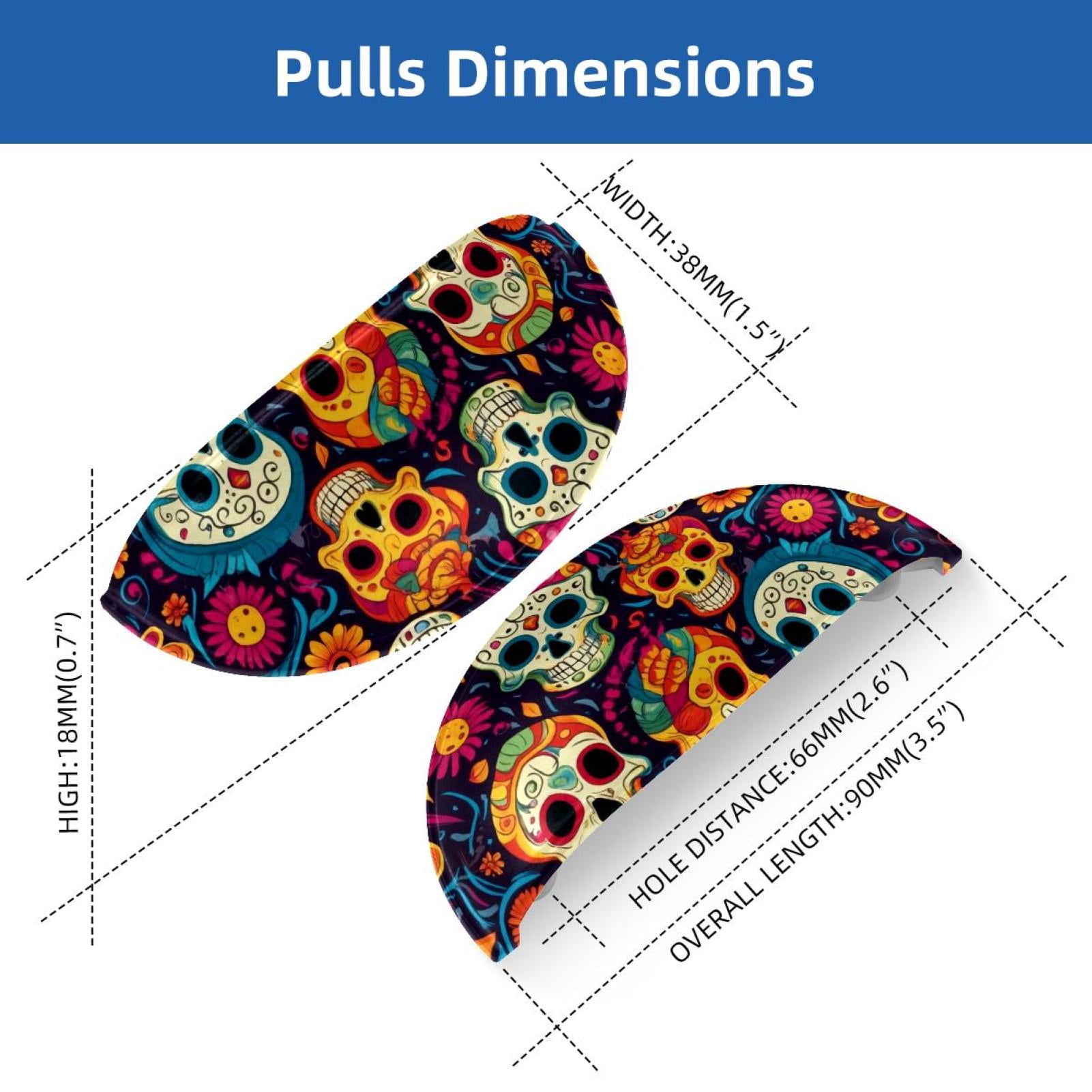 PhooArto 6 Pcs Cup Drawer Pulls, Skull Flowers Pattern Shell Shape Handles Cabinet Knobs for Dresser Cupboard Closet Wardrobe with Screws
