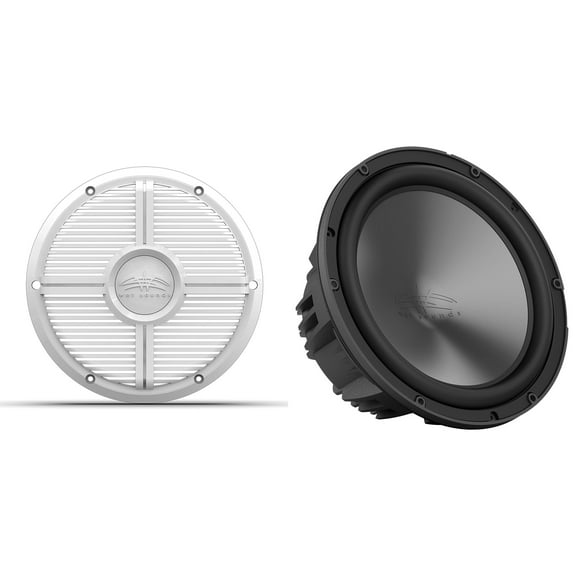 Wet Sounds REVO 10 HP S4 V3 - REVO Series 10" High Power 4 Ohm V3 Subwoofer, Black and Wet Sounds REVO 10 XW-W GRILLE V3 - White XW Style Closed Grille for REVO 10 Subwoofers