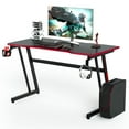 thumbnail image 3 of Topbuy Z-Shaped Ergonomic Gaming Desk with Headphone Hook Computer&Office Desk Red, 3 of 10