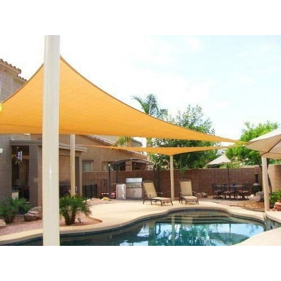 Petra's 18 Ft. X 18 Ft. X 18 Ft. Triangle Desert Sand Sun Sail Shade. Durable Woven Outdoor Patio Fabric w/ Up To 90% UV Protection. 18x18 Foot