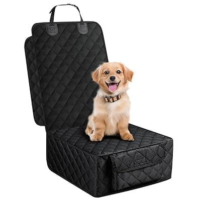 Dog Car Seat Cover for Front Seat, Waterproof Full Protection Pet Car Seat Cover with Side Flaps, Non-Slip Front Seat Protector with Pocket for Cars