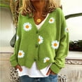 thumbnail image 2 of Verugu Sweaters for Women, Plus Size Winter Warm Cardigan Sweaters, Women Autumn Winter Casual Floral Printed Long Sleeve Knitted Cardigan Sweater Coat Green S, 2 of 5