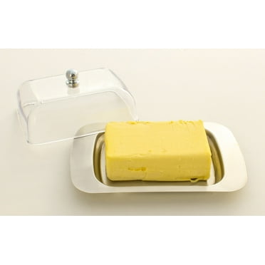 Zoie   Chloe Stainless Steel Butter Dish with Easy to Hold Lid
