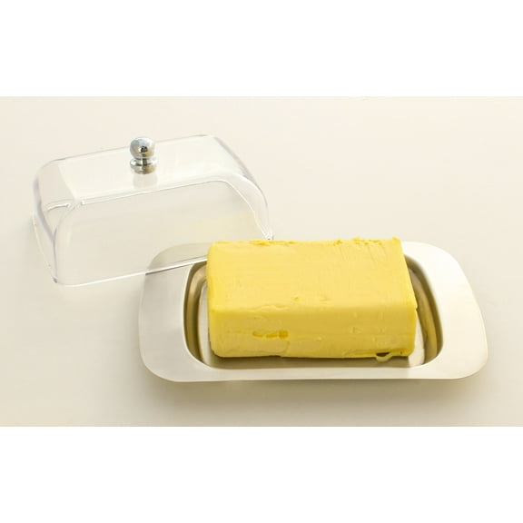 Zoie   Chloe Stainless Steel Butter Dish with Easy to Hold Lid