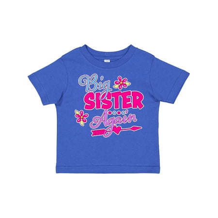 

Inktastic Big Sister Again with Flowers and Arrow Gift Toddler Toddler Girl T-Shirt