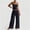 Blue, variant on Women's 2 Piece Pajama Lounge Set Summer Matching Lounge Sets Spaghetti Strap Tank Top Comfy Wide Leg Pants Sets Wine
