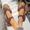 thumbnail image 5 of Pandaie Women's Thong Slide Sandals Cork Footbed Open Toe Summer Flip Flops Comfortable Slip on Slides Sandal with Ankle Buckles Strap Brown 6.5, 5 of 9