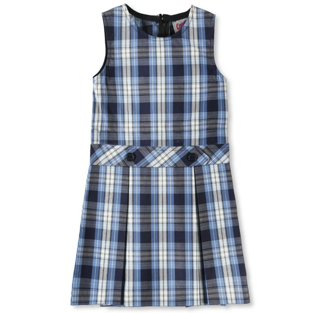 Cookies' Brand Big Girls' Bib Front Jumper blue/white *plaid 76*, 10