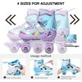 thumbnail image 2 of Patins à Roulettes pour Enfants, 8 Roues Lumineuses et 4 Tailles Ajustables, Patins Quadruples avec Sac de Rangement, Patins à Roulettes Double Rangée Violet, 2 of 5