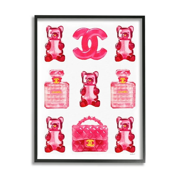 Stupell Industries Red Glam Gummy Candy Beauty & Fashion Painting Black Framed Art Print Wall Art, 11 x 14