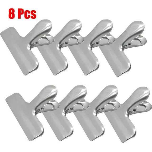 8/12pcs Set Metal Chip Bag Clips Stainless Steel Home Kitchen Food Snack Clips