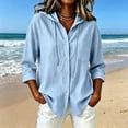 thumbnail image 2 of Akmaiox Sun Shirt Cardigan Women 7 8 Sleeve Button Down Hoodies Portable Lightweight Jacket Hooded with Drawstring Summer Vacation Beach S‑2XL, 2 of 7