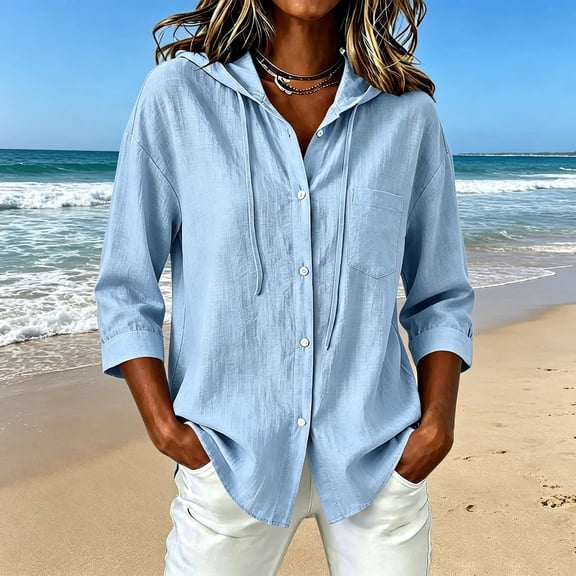Ynynloco Hoodies for Women V Neck Long Sleeve Lightweight Cotton Sweatshirts Drawstring Casual Blouses Shirts Tops Spring Summer Outfits