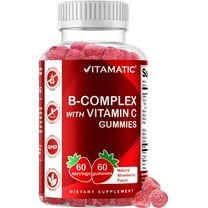 Vitamatic Vitamin B Complex Gummies with Vitamin C & Inositol - Natural Strawberry Flavor - 60 Gummies