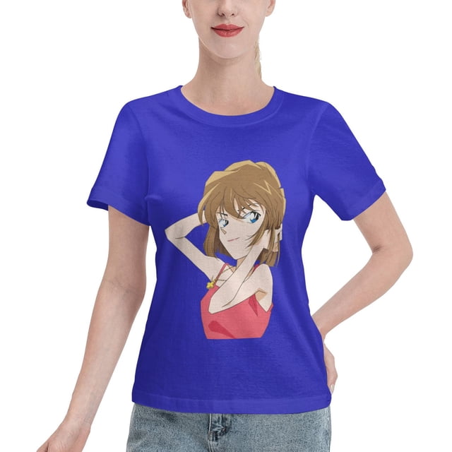 T-Shirt Basique à Manches Courtes pour Femmes Detective Conan Haihara Ai