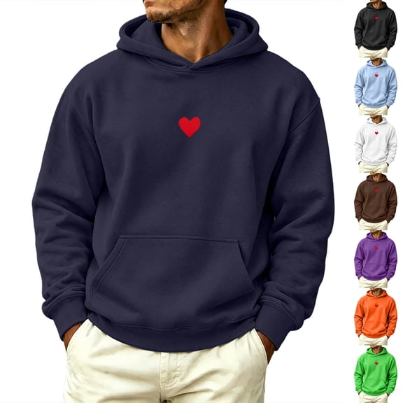 Men Sweatshirt Cameland Men's Crew Neck Long Sleeve Solid Color Hooded Sweatshirt Front Pockets Green,XXL