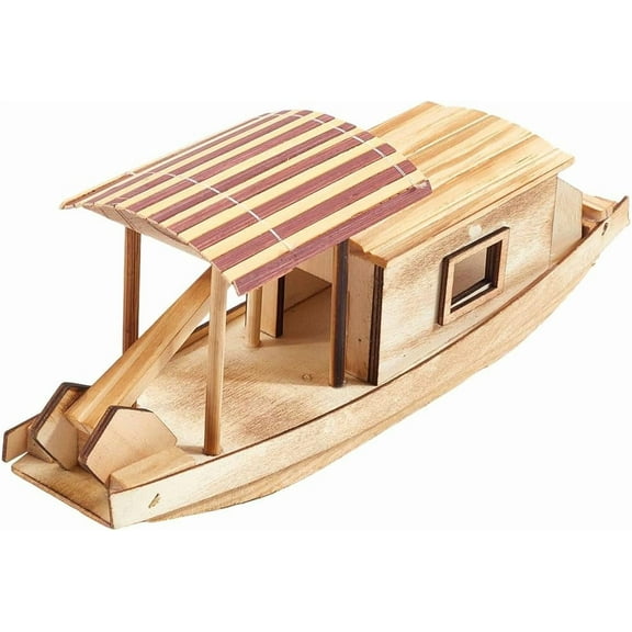 Unfinished Wood Boat Model Wooden Boat Craft Mini Fishing Sailboat Sandy Brown Canoe Craft Project Desktop Ocean Landscape Ornament for Centerpiece Home Office DIY Project SupplyBrown