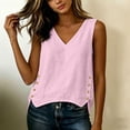 thumbnail image 4 of Linen V Neck Tops For Women Loose Tank Tops For Women Summer Tops Plus Size Camisole Business Casual Work Shirts Blouses Pink S, 4 of 7