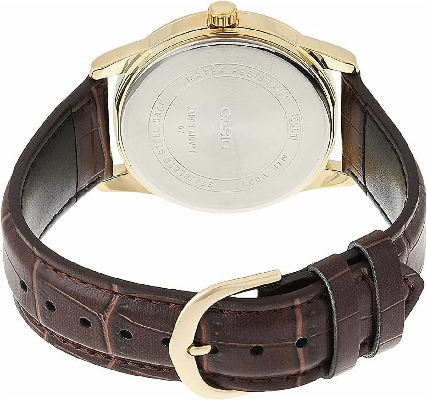 Casio Men's Brown Leather Band Gold Bezel Standard Analog Watch MTPV001GL-9B