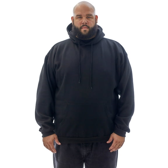 JC DISTRO USA-made Men's Big Size Casual Longsleeve Pullover Hoodie Black BIG5XL