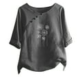 thumbnail image 1 of Blouses pour Femmes T-shirt Imprimé Manches Courtes Blouse Col Rond Hauts Décontractés, 1 of 1