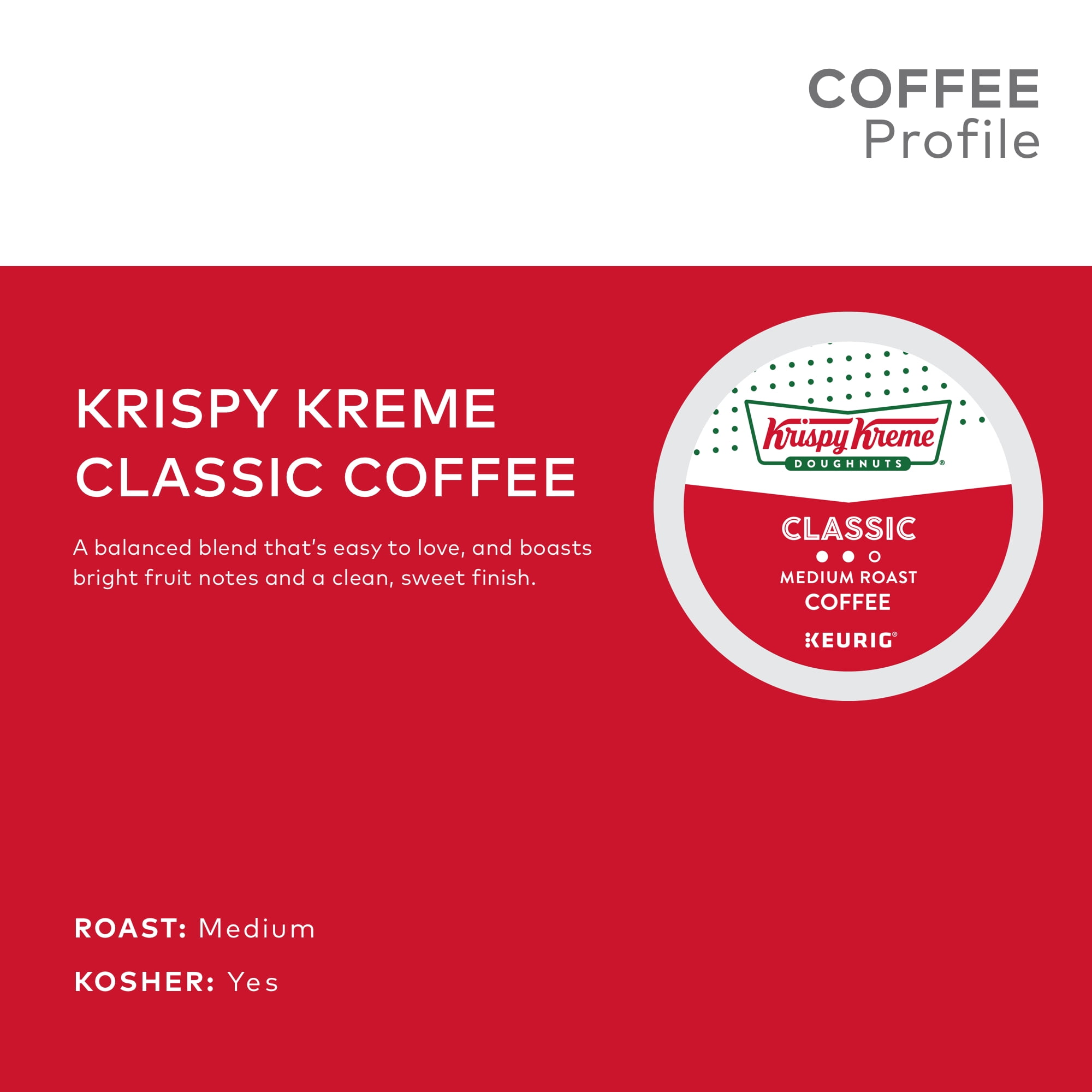 Krispy Kreme Classic K-Cup Coffee Pods, Medium Roast, 18 Count for Keurig Brewers