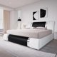 thumbnail image 1 of Bed frame with iron plate trim, faux leather upholstered platform bed with adjustable headboard and sturdy wooden slats My Lux Decor Round, 1 of 9
